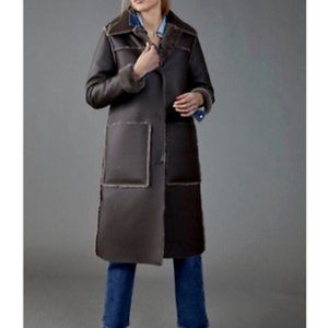 Anthropologie SP NWT Kerry Reversible Faux Fur Duster Coat Jacket S petite Gray